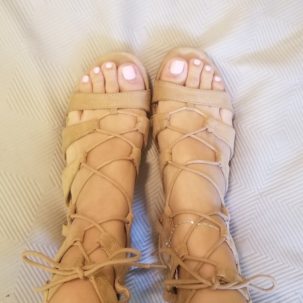 Nude sandals gladiator lace ups